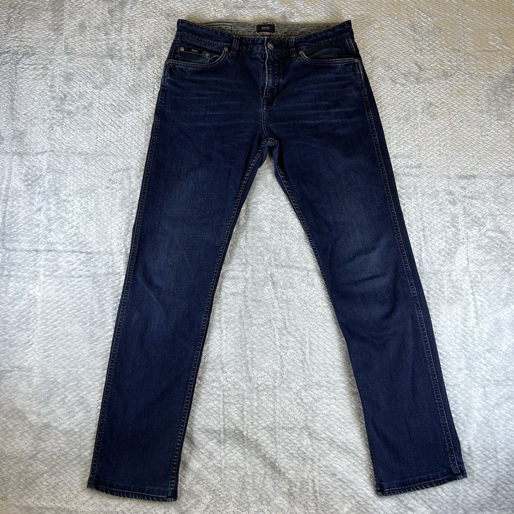 Hugo Boss Delaware Slim Fit Jeans Mens 32x34 Dark Wash Stretch Denim
